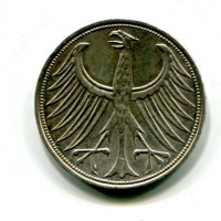 Germania, Rep. Federale (dal 1949): 5 marchi 1967-J (KM#112.1)