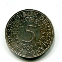 Germania, Rep. Federale (dal 1949): 5 marchi 1967-J (KM#112.1)