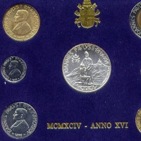 Vaticano, Giovanni Paolo II (1978-2005): serie zecca 1994-XVI, 7 pezzi nella confezione originale