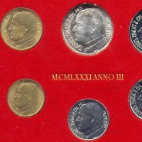 Vaticano, Giovanni Paolo II (1978-2005): serie zecca 1981-III, 6 pezzi nella confezione originale