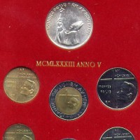 Vaticano, Giovanni Paolo II (1978-2005): serie zecca 1983-V, 7 pezzi nella confezione originale