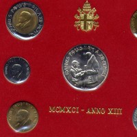 Vaticano, Giovanni Paolo II (1978-2005): serie zecca 1991-XIII, 7 pezzi nella confezione originale