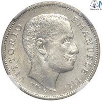 Vittorio Emanuele III (1900-1943): 1 lira 1907 "Aquila Sabauda" (Gigante#131), in slab NGC MS63