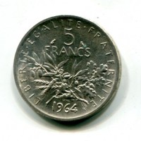 Francia, Quinta Repubblica (dal 1959): 5 franchi 1964 (Le Franc#340/8)