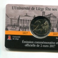 Belgio 2017: 2 euro "200° Anniversario dell’Università di Liegi”. Coincard Ufficiale, versione fiamminga