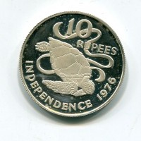 Seychelles: 10 rupees 1976 "Presidente James Mancham" (KM#28A)