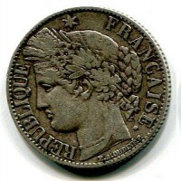 Francia, Terza Repubblica (1871-1940): 1 franco 1872-A (Gadoury#465a)