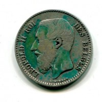 Belgio, Leopoldo II (1865-1909): 1 franco 1869 (KM#28.1)
