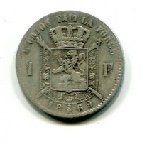 Belgio, Leopoldo II (1865-1909): 1 franco 1869 (KM#28.1)
