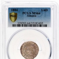 Jamaica, Vittoria (1837-1901): farthing 1884 (KM#15), in slab PCGS MS64