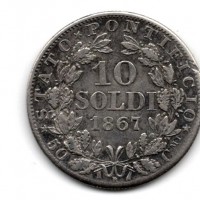 Roma, Pio IX (1846-1870): 10 soldi 1867-XXII (Gigante#306)
