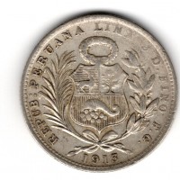 Perù, Repubblica (dal 1822): 1/2 sol 1913 FG (KM#205.2)
