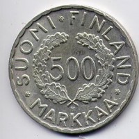 Finlandia, Repubblica (dal 1917): 500 markkaa 1952-H (KM#35)