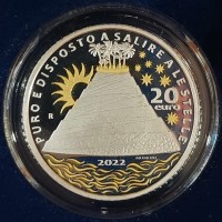 Repubblica Italiana 2022: 20 euro "Dante Alighieri- Purgatorio", nella confezione originale, tiratura 1.500 pezzi, -Proof-, sempre più richiesto