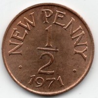 Guernsey, Elisabetta II (1952-2022): 1/2 new penny 1971(KM#20)
