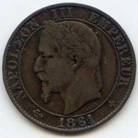 Francia, Napoleone III (1852-1870): 5 centesimi 1861-BB (Gadoury#155)