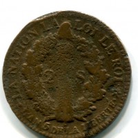 Francia, Costituente (1791-1792): 2 soldi 1793-BB an 5 (Gadoury#24), conio rugginoso
