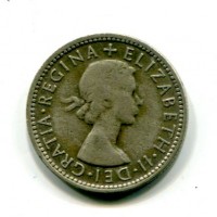 Australia, Elisabetta II (1952-2022): 1 scellino 1954 "Ariete" (KM#53)

