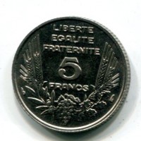 Francia, Terza Repubblica (1871-1940): 5 franchi 1933 "Bazor"  (Gadoury#753)