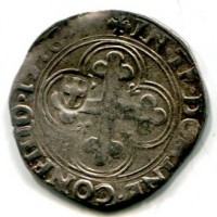 Emanuele Filiberto (1553-1580): bianco da 4 soldi I tipo 1576 contromarcato (MIR,283#520ac)
