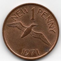 Guernsey, Elisabetta II (1952-2022): 1 new penny 1971(KM#21)
