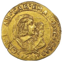 Carlo Emanuele II (reggenza 1638-1648): 4 scudi d'oro 1641, I tipo (MIR,406#738c; Simonetti#5/3; Biaggi#618g), in slab NGC AU53. Ex Varesi,48,1581