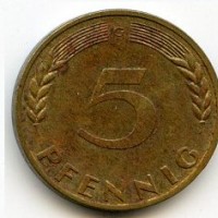 Germania, Rep. Federale (dal 1949): 5 pfennig 1967-G (Michel#10)