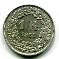 Svizzera, Confederazione: 1 franco 1955