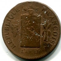Francia, Convention (1792-1795): 2 soldi "A' La Balance" 1793-MA (Gadoury#31)
