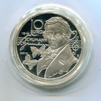 San Marino 2010: 10 euro "Robert Schumann" -Proof-, in confezione originale