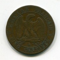 Francia, Napoleone III (1852-1870): 5 centesimi 1861-A Gadoury#155)