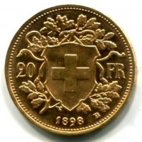 Svizzera, Confederazione: 20 franchi 1898
