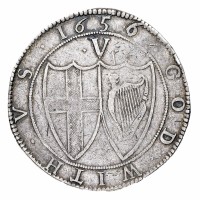 Gran Bretagna, Commonwealth (1649-1660): crown 1656, seconda cifra 6 su 4, simbolo -sole- , zecca di Londra (Spink#3214)