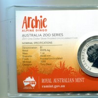 Australia, Elisabetta II (1952-2022): 1 dollaro 2017 "Archie Alpine Dingo"
