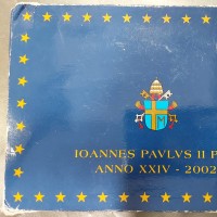 Vaticano 2002: serie euro PROOF 9 pezzi (con medaglia d'argento), in confezione originale zecca. Cartone esterno "sofferente" ma monete e box interno perfetti
