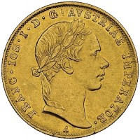 Austria, Francesco Giuseppe (1848-1916): 1 ducato 1855-A (Freidberg#490), in slab NGC AU58