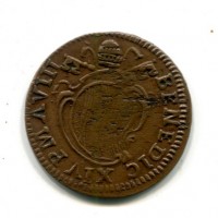 Ferrara, Benedetto XIV (1740-1758): 1/2 baiocco 1748-VIII (MIR,IV#2649)
