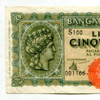Luogotenenza: 50 lire 10/12/1944 "Italia Turrita" (Gigante,BI#13A)
