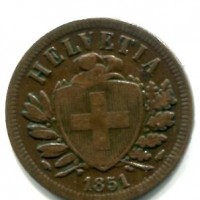 Svizzera, Confederazione: 2 rappen 1851
