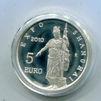San Marino 2010: 5 euro "San Marino All'Expo Shanghai 2010", -Proof- in confezione originale, la scatola rossa è leggermente rovinata
