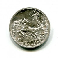Vittorio Emanuele III (1900-1943): 2 lire 1916 "Quadriga Briosa" (Gigante#103)