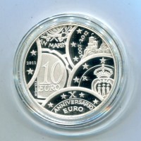 San Marino 2011: 10 euro "10° Anniversario Dell' Euro", in confezione originale, -Proof-
