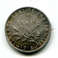 Francia, Terza Repubblica (1871-1940): 1 franco 1918 (Le Franc#217/24)
