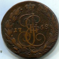 Russia, Caterina II (1762-1796): 5 copechi 1768-EM (KM#59.3)
