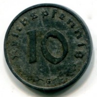 Germania, Terzo Reich (1933-1945): 10 reichspfennig 1942-G "Svastica" (KM#101)
