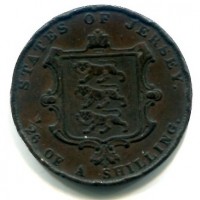 Jersey, Vittoria (1837-1901): 1/26 scellino 1861 (KM#2), numerosi colpi al bordo

