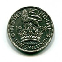 Gran Bretagna, Giorgio VI (1936-1952): 1 scellino 1938 (KM#853)