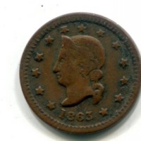 USA, token coinage 1863 "Our Card"