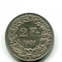 Svizzera, Confederazione: 2 franchi 1901
