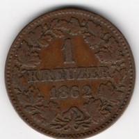 Germania, Nassau, Adolfo (1839-1866): 1 kreuzer 1862 (KM#74)
